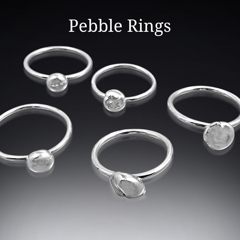 handmade silver rings organic pebble